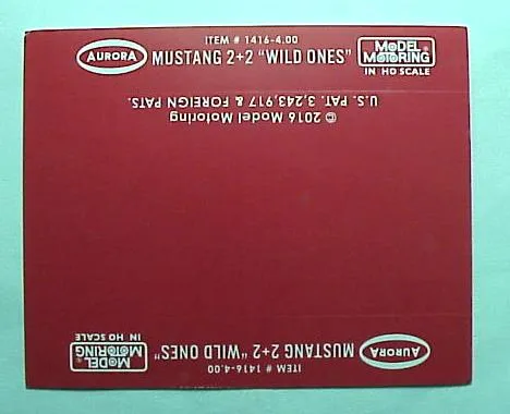 AURORA WILD ONE MUSTANG 2+2 LABEL FOR WHITE END CAP CASES